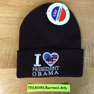 President Obama Beanie Hat Brown I ❤️44th Barrack